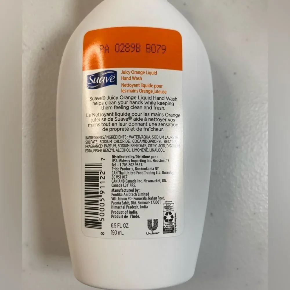 NEW SUAVE Juicy Orange Liquid Hand Soap Pump. Bottle - Pack of 3 - 6.5 FL OZ